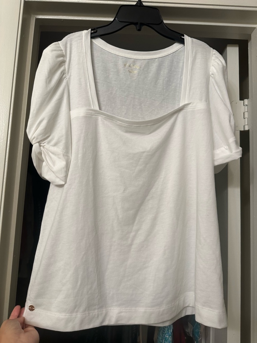 EUC Lilly Pulitzer Square Neck Puff Sleeve knit Top